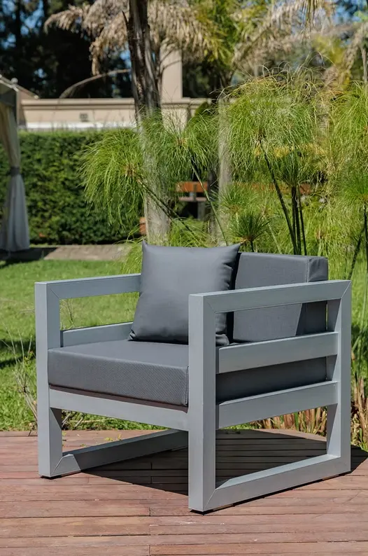 Sillon 1 Cuerpo Gris Metalizado PVC